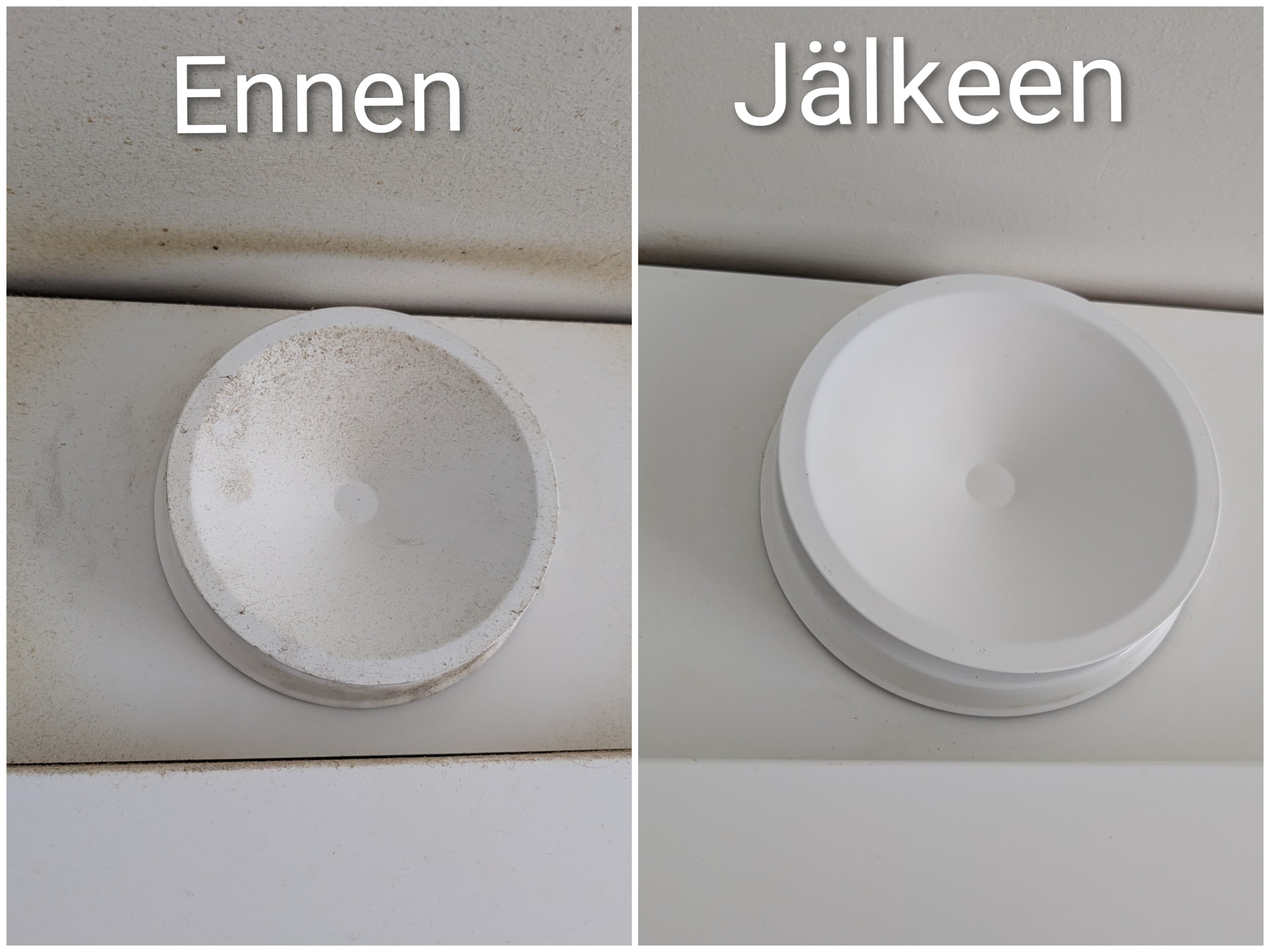 Kotisiivouksen ennen ja jälkeen kuva venttiilistä Oulussa